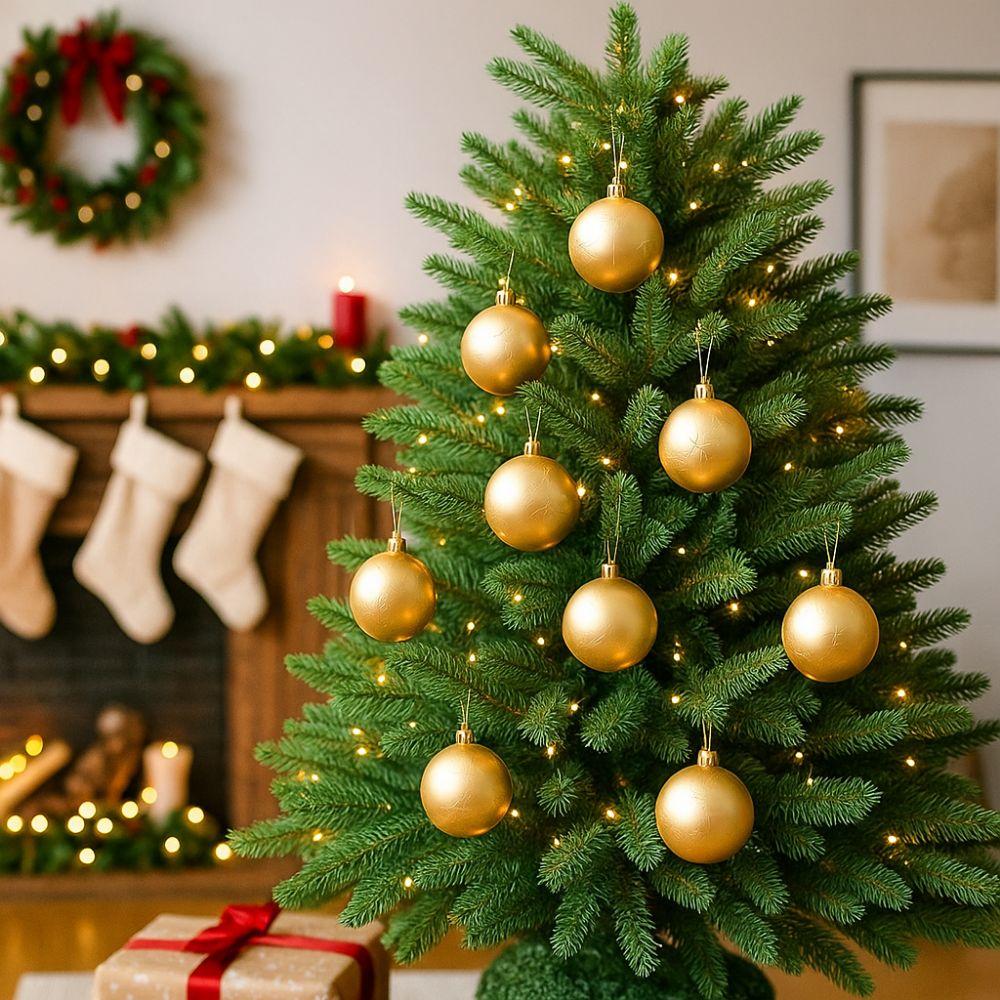 6Pcs 6cm Mirrored Christmas Balls Red/Blue Christmas Tree Pendants Christmas Hanging Balls  Gift