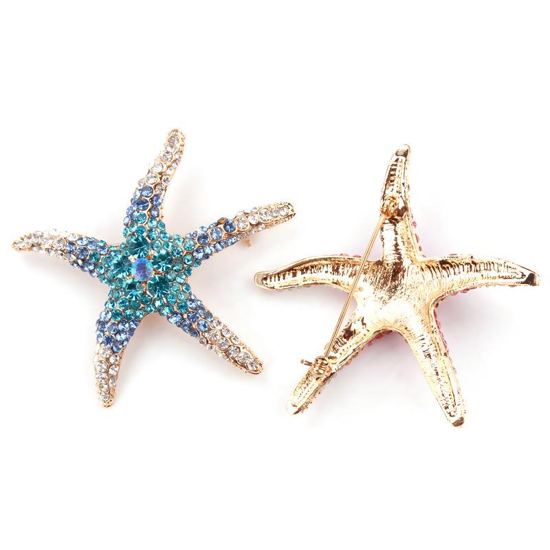 1Pcs  Shiny Inlaid  Cute Multi-Color Starfish Brooches For Women Men Suit Clothes Star Brooch Pins Jewelry Gift