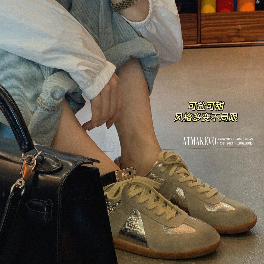 Handmade Shoes~ Silver Dexun Shoes Women's 2025 New Sports and Leisure Flat Shoes Board Shoes