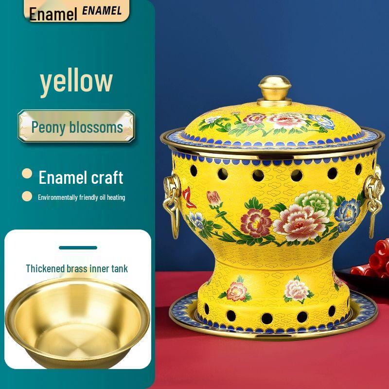 Утолщенный набор для персонального хот-пота из чистой меди с эмалью и спиртовой горелкой