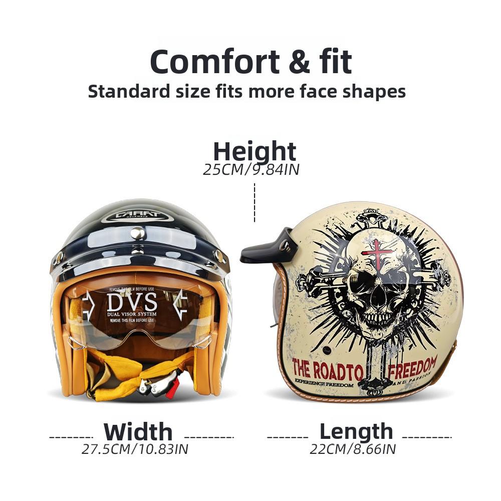 Retro Helmet 3/4 Motorcycle Electric Vehicle Helmet Built-in Lenses Wind Speed Riding