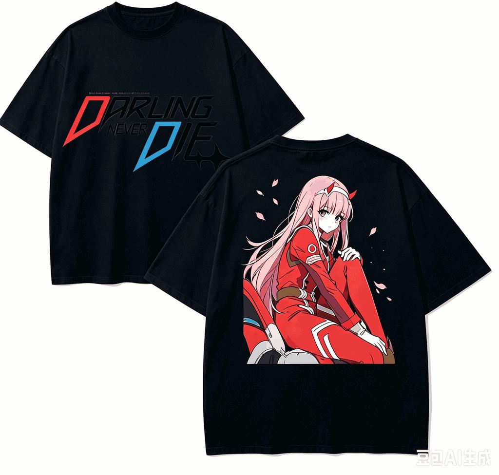 T-shirt per Amanti dell'Anime Darling In The Franxx Harajuku Cotone NuovoModello High Street Retro Oversize Unisex Harajuku T-shirt di Alta Qualità