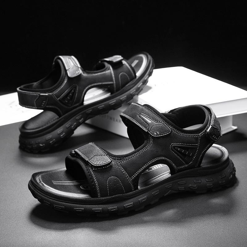 Men's Sandals 2024 New Velcro Summer Wear Non-slip and Wear-resistant Outdoor Driving Dual-purpose Sports Beach Shoes