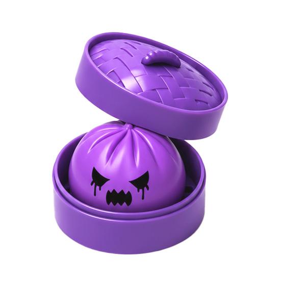 Relaxation Stress Ball Dumpling Squeeze Toy with Purple Steamer Creepy Steamed Bun Relief Steamer for Halloween Home Office Fidget Calming Toys