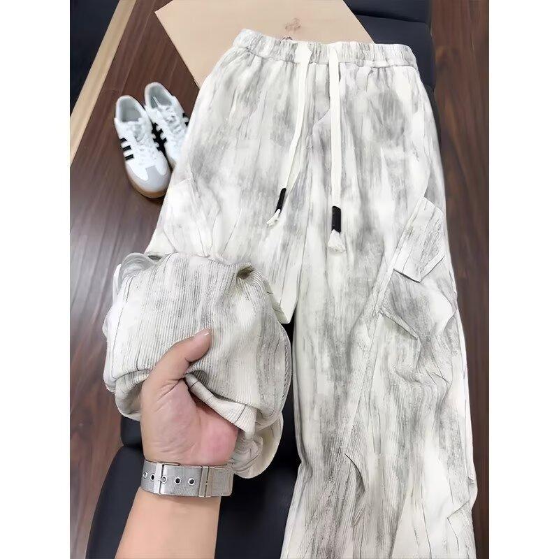 Tie-dye drape texture wide-leg pants men's and women's thin wide-leg loose lazy style versatile casual straight-leg trousers