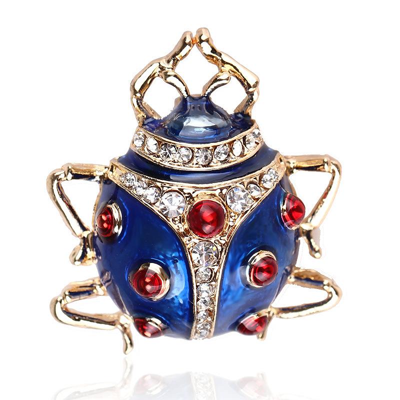 SKEDS Fashion Cute Ladybug Rhinestone Brooches For Women's Men's Clothing Insect Metal Enamel Pins Banquet Brooch Jewelry Gift