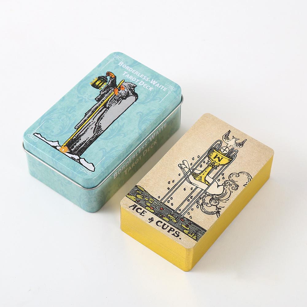 Baraja de Tarot Dorado con Caja de Hierro e Instrucciones