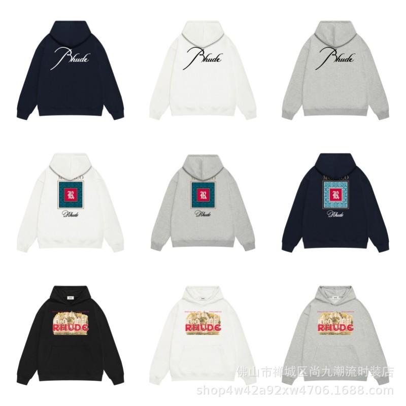 RHUDE Classic Printed Hoodie Loose Fit Men Women Fall Winter Streetwear