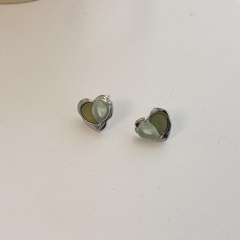 

Новые лоскутные светло-зеленые серьги с кристаллами Love для женщин, нишевые дизайнерские серьги для вечеринок