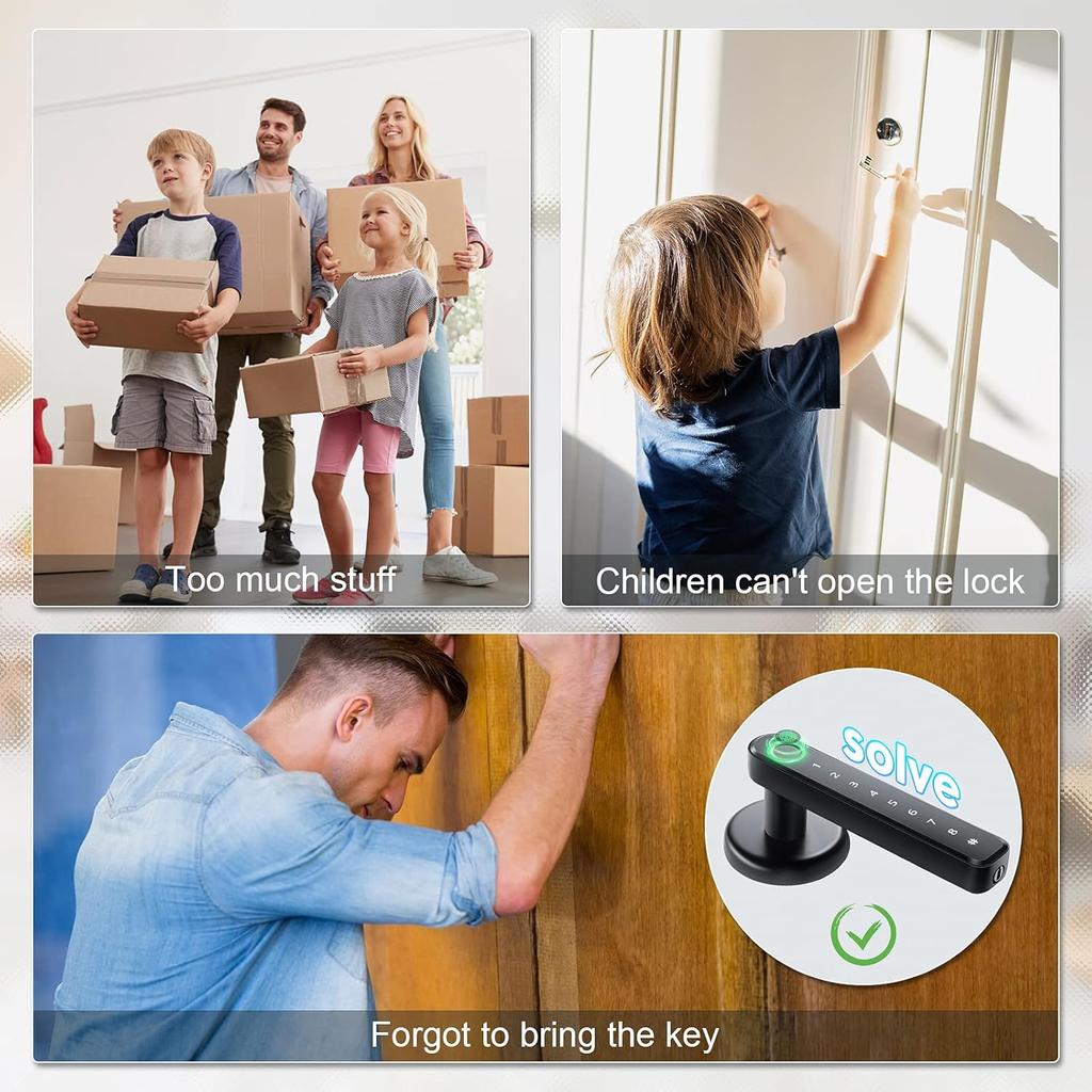 IRONZON Fingerprint Door Lock Door Knob with Keypad Keyless Entry Door Lock with Handle for Home Hotel Apartment Bedroom