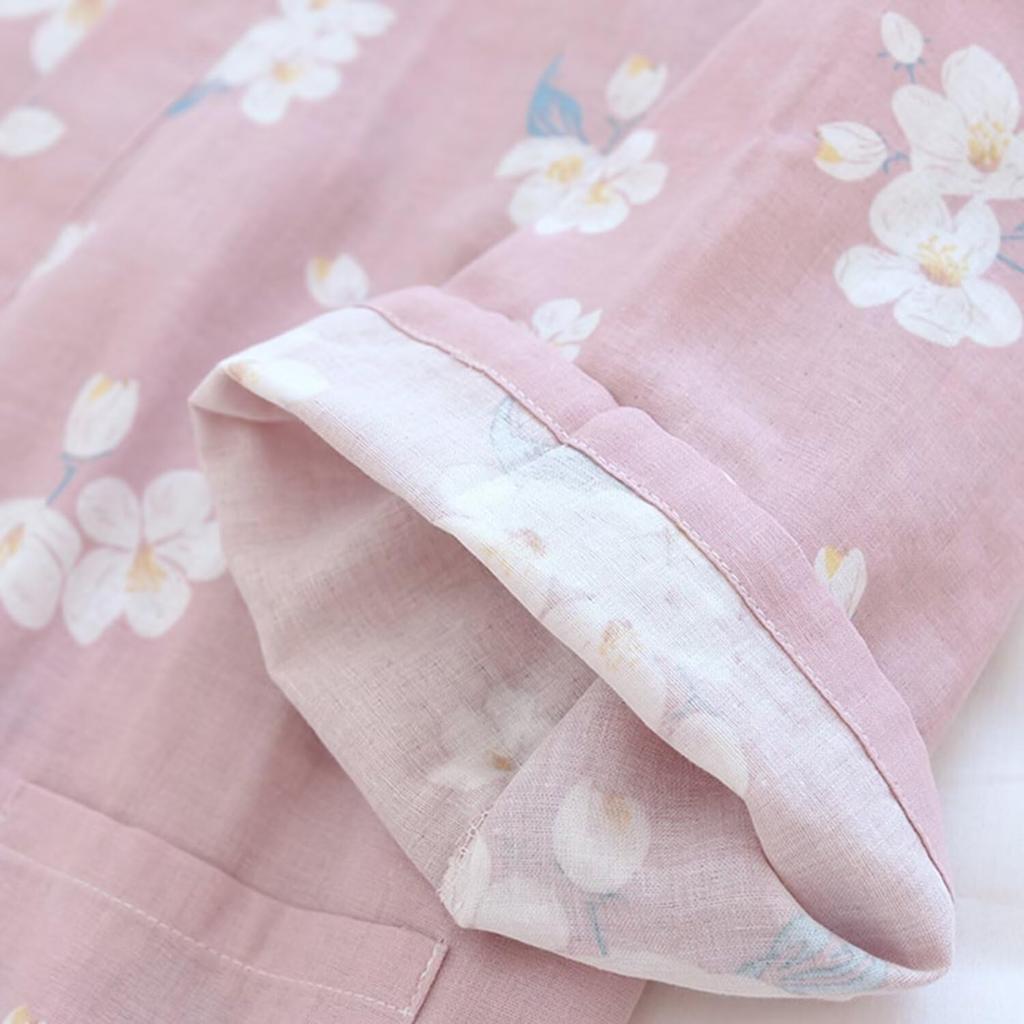 Floral Front Washable Summer Kimono [SISOFTLY] Women's Jinbei, Pattern, 100% Cotton, 2-Piece Set, 3/4 Sleeves, Opening, Samue, Cute, Yukata, Women's,