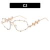 Modische Strassbrille für Damen und Herren, übergroße Katzenaugenbrille, Metall, übergroßer ovaler Rahmen, Vintage-Bling-Partybrille