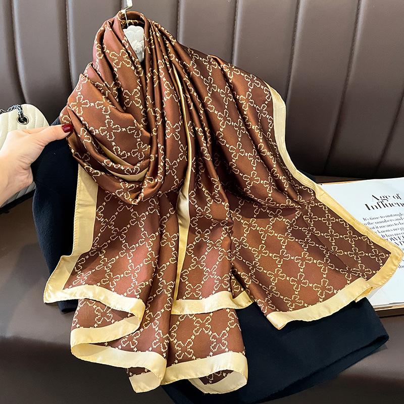 Elegant Imitation Silk Scarf for Women - Versatile Shawl & Head Wrap, Perfect for Casual Outings
