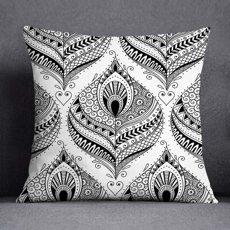 Dekorativní povlak na polštář se vzorem pavího peří Čtvercový povlak na polštář pro domácí kancelář Dekorativní povlak na polštář 45cm*45cm