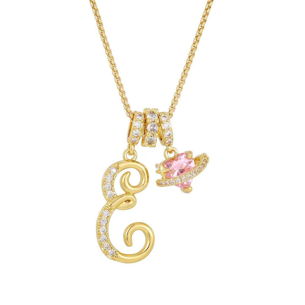 Three-in-One Gold-Plated Initial Necklace with Heart Pendant and Rhinestones - Sweet and Cool Clavicle Chain, Perfect for Valentine's Day