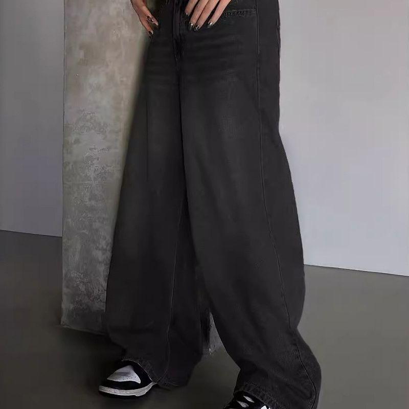 Wide Leg Jeans2025 Fashion Washed Blue Wide Leg Long Mop Sense Denim Women's Ripped Casual Pants