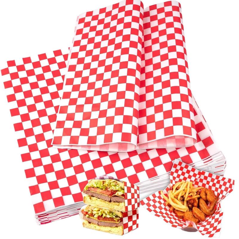 OIMG Red Checkered Greaseproof Wax Paper