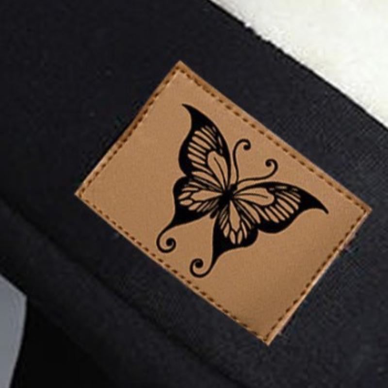 Autumn and Winter Thick Fleece Leggings with Cat Brown Leather Label Lamb Fleece Women's High Waisted Tight Warm Pants