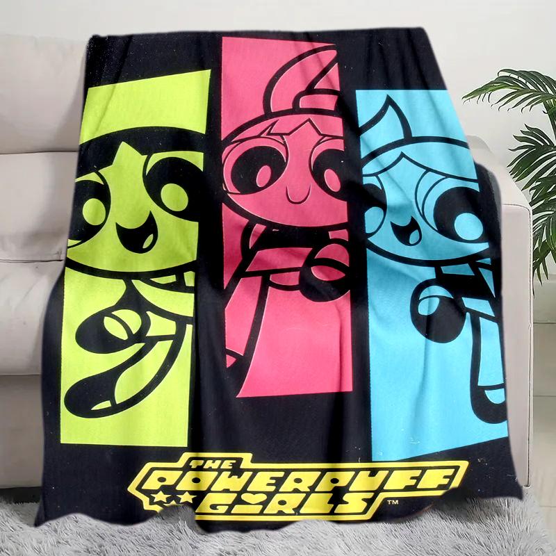 1PC The Powerpuff Girls printed blanket, all season lightweight home office outdoor nap multifunctional blanket A8