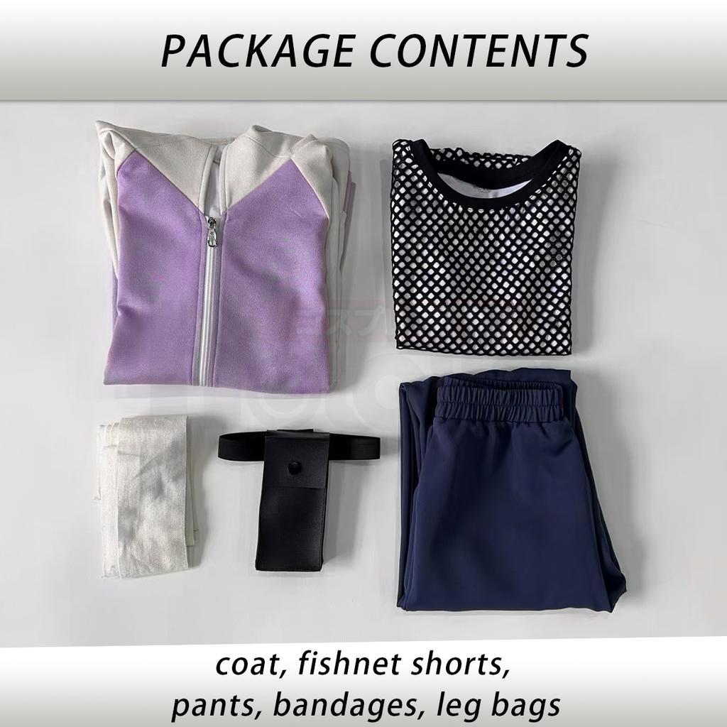 HOLOUN Anime Hyuga Hinata Cosplay Costume Wig Tracksuit Pants Fish Net Top Leg Pouch Cos Convention Daily Wear Gift