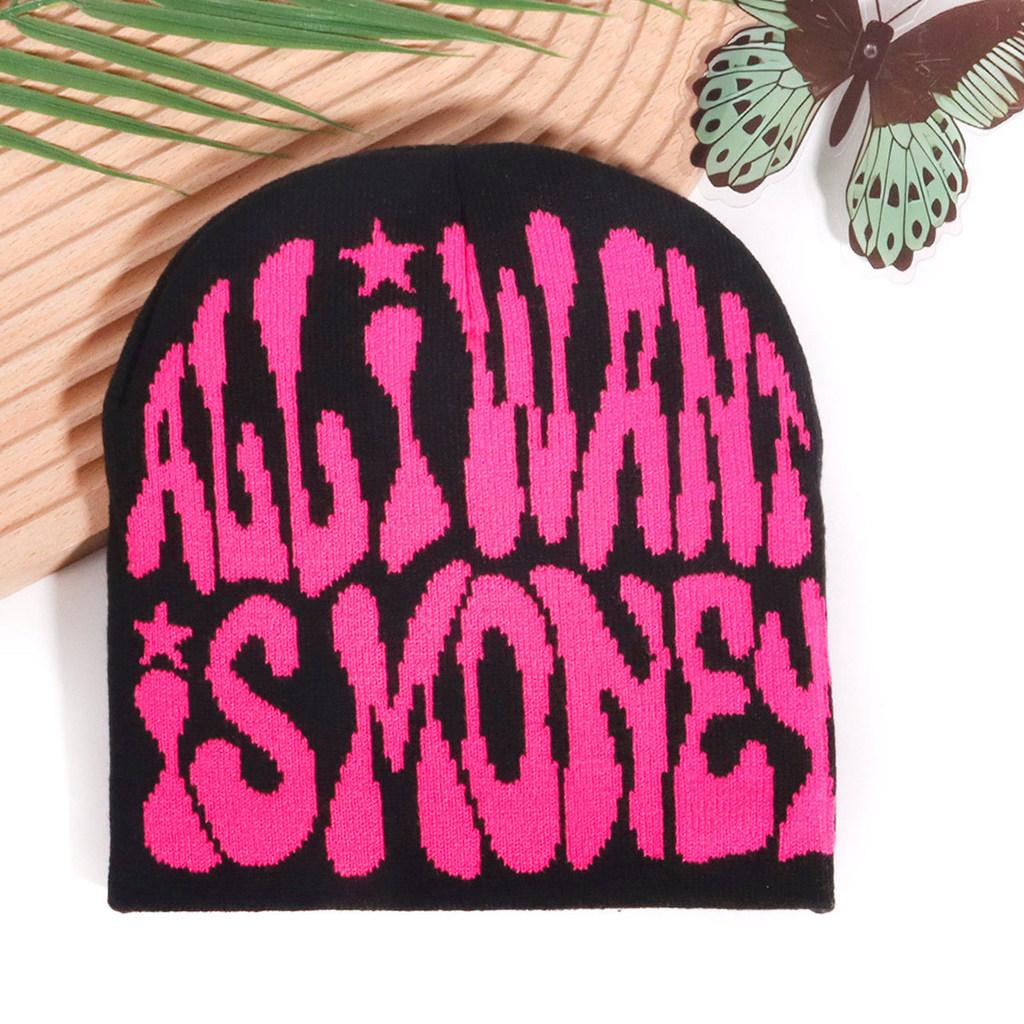 Pattern Unisex Letter Knitted Hat With Acrylic Fabric For Casual Look Street