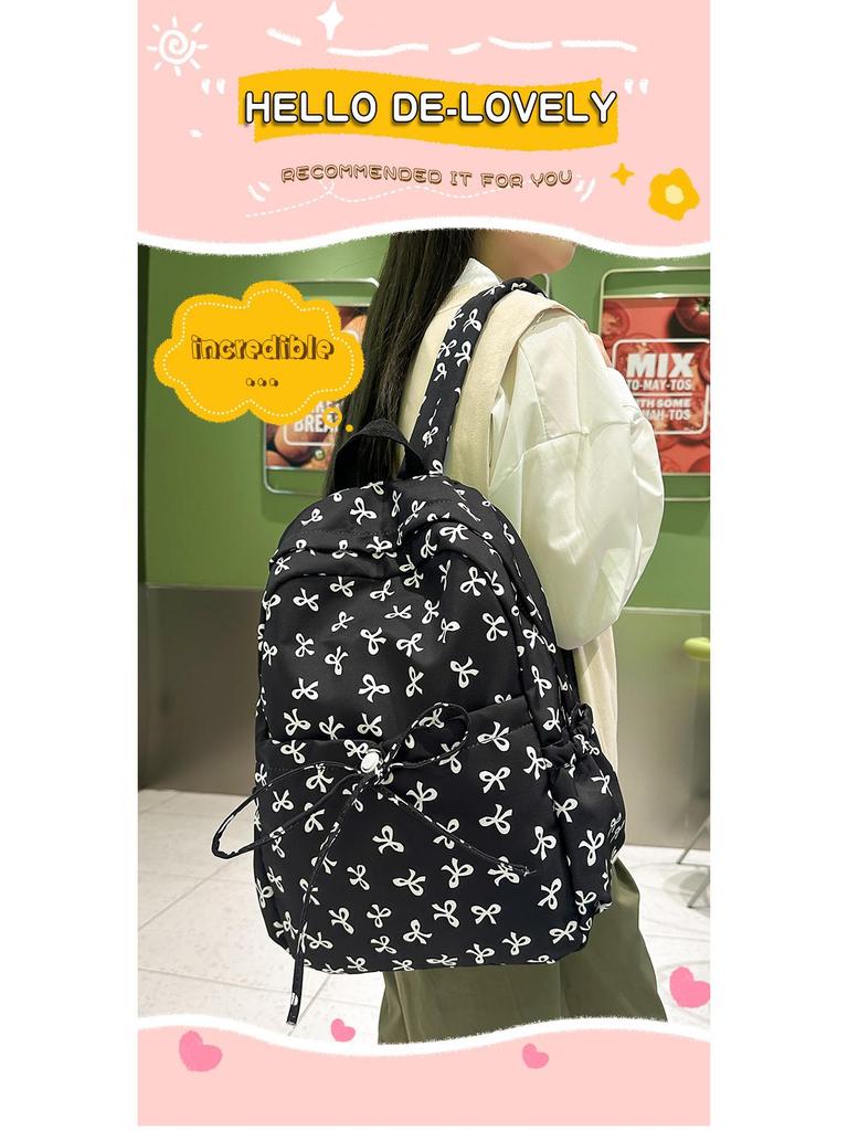 2025 Floral Bowknot Backpack for Students - Versatile & Casual