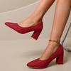 Pointed Toe Chunky Heel Professional Women's Slip-On High Heels Large Size Cross-Border Shoes Comfortable Polyurethane
