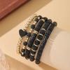Five Piece Bohemian Bracelet Set Soft Ceramic Elastic Rope Handmade Love Gold Bead Jewelry Christmas Color Fashion Bracelet