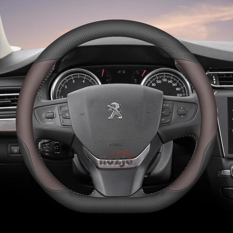 35cm 38cm Leather Car Steering Wheel Cover for Peugeot 5008 408 308 Rifter e-Expert Expert e-Traveller Landtrek Accessories