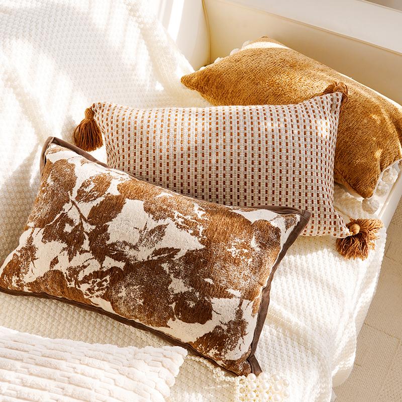 Brown Vintage Sofa Throw Pillow Cover Vintage Bedroom Headboard Cushion Simple and Modern Decorative Throw Pillow Customizable