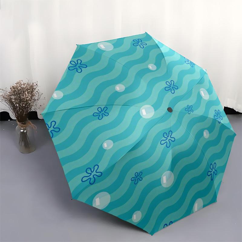 1pc Ocean Waves Bubbles Pattern Umbrella with Plastic Handle,Suitable for All Seasons Home Travel Outdoor UmbrellaM1394