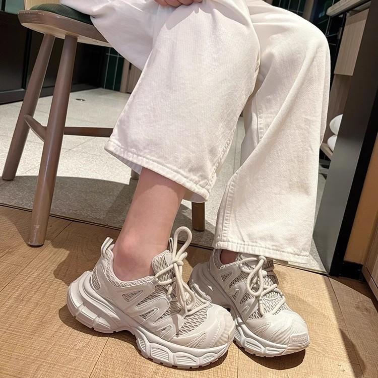 Thick-soled Heightening Dad Shoes Women's 2025 New Fashionable Versatile Mesh Breathable Comfortable Lightweight Casual Sports Shoes