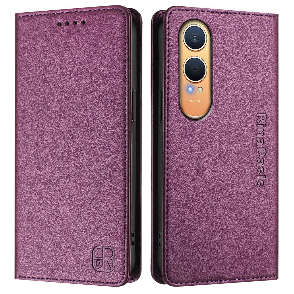 For Oppo K12x 5G (China)/OnePlus Nord CE4 Lite 5G Leather Case RINACASIS RC01 Phone Cover with RFID Blocking Wallet Stand