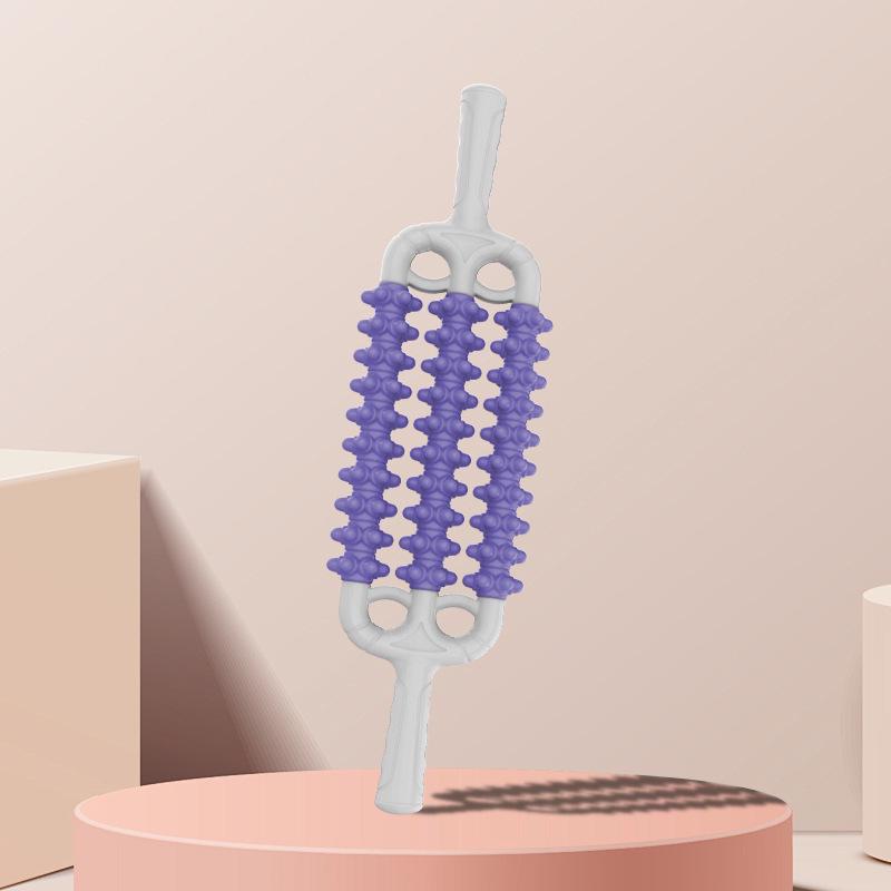 Three-Row Roller Bendable Wolf Tooth Stick for Children s Leg Muscle Relaxation and Yoga Massage