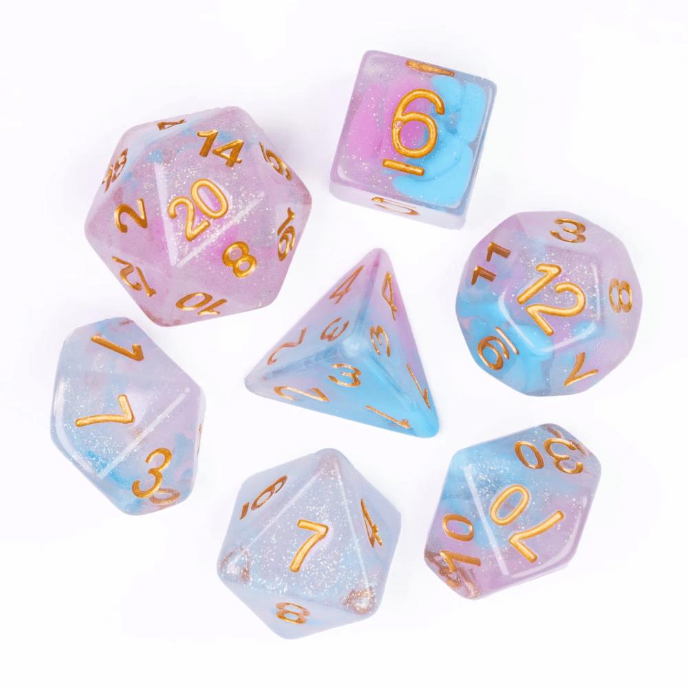 Cusdie D&D Rauchwürfel Dungeons and Dragons 7 mehrseitiges Würfelset D4 D6 D8 D10 D% D12 D20 für Rollenspiele Brettspiele