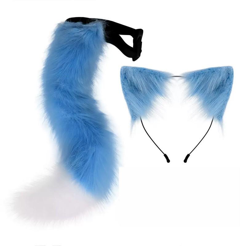 Furry Animal Ear Headband Tail Set Cosplay Costume Accessory Anime Convention Party Adult