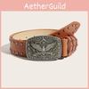 Rivet Leather Decor Punk Belt With Alloy Buckle And Eagle Pattern Casual For