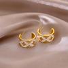 Elegant Four-Leaf Clover Zircon-Encrusted Hoop Earrings - Luxury Vintage European & American Design