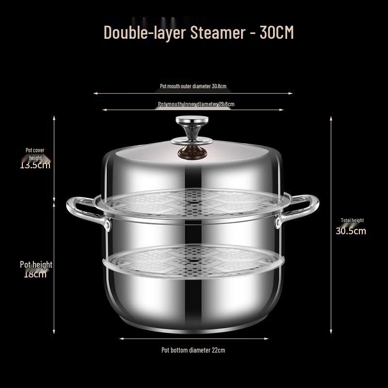 30cm 201 Stainless Steel Multi-Layer Steamer Pot