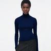 Mernu Wool Blend Sweater Turtleneck Regular Slim fit Slimming Angora Knit Bottoming Shirt Blue Angora