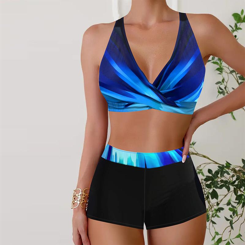 2 Swimwear Piece Tankini Womens Swimsuit Red Stars Print Vacation Bathing Suits