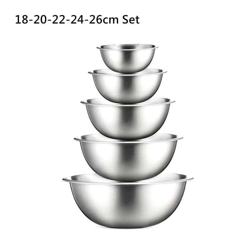 

9 размеров 16-32 см 304 нержавеющая сталь миски набор для смешивания для кухни ресторана ужин суп салатник еда овощной контейнер