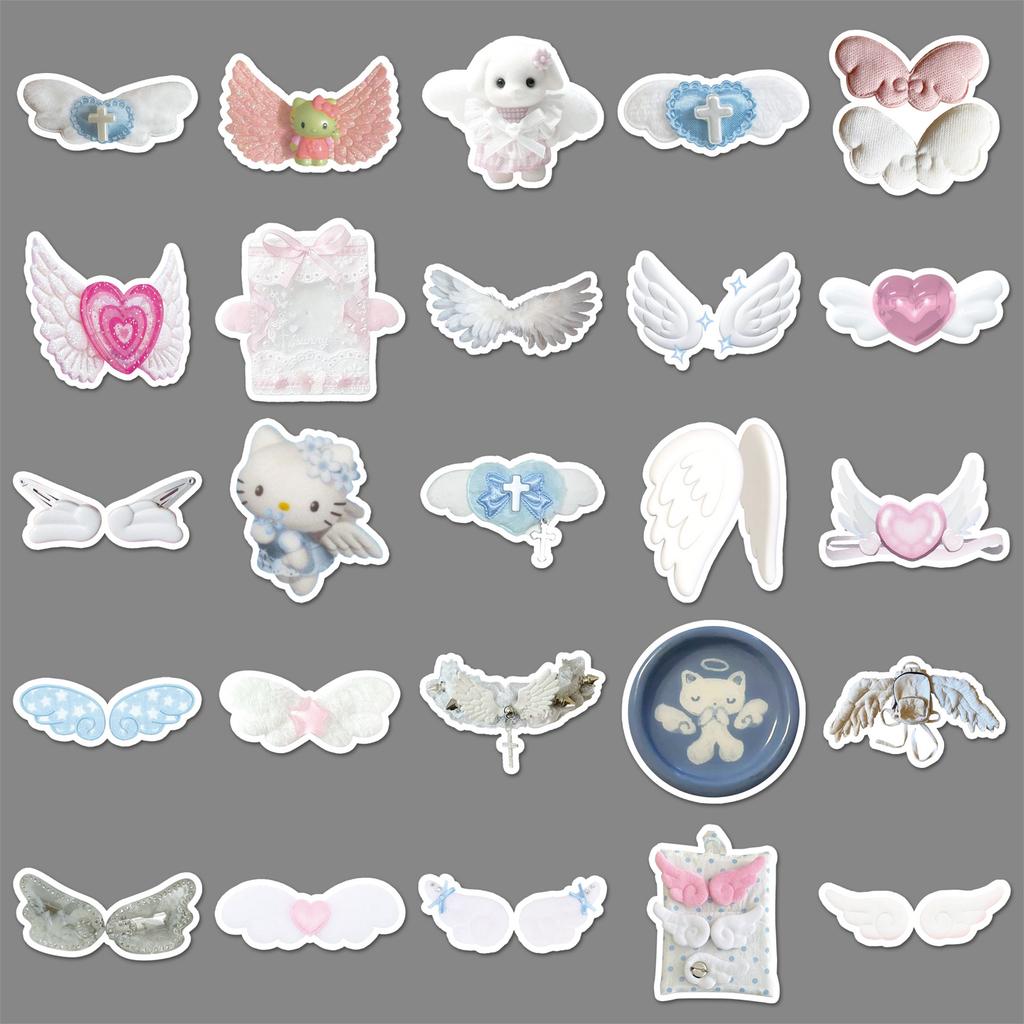 50 Wings Ins Wind Stickers White Small Fresh Cute Guka Girl Decoration Mobile Phone Water Cup Hand Account Stickers
