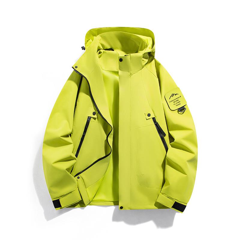 

OO solid color jacket men s outdoor couple jacket three-proof windproof waterproof removable hat jacket 4XL