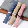 Vintage Leather Wristband Denim Pattern Nylon Watch Band 16mm 18mm 20mm 22mm Strap for Huawei Watchband Universal Bracelet Belt