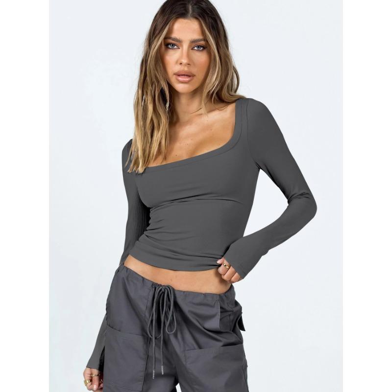 

JPNTKY Женская Мода Повседневные Осенне-Зимние Однотонные Блузки и Рубашки с Принтом, Длинным Рукавом и Квадратным Вырезом XL