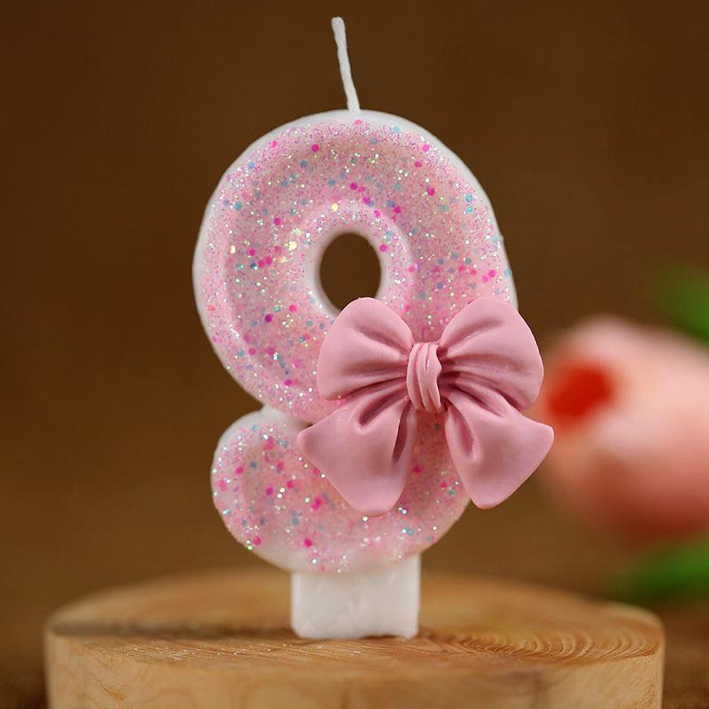 Creative Digital Pink Bow Birthday Candle for Girls