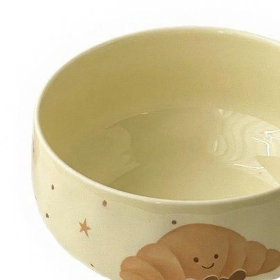 Ceramic Rice Bowl Hand-Painted Bread Fruit Pattern Serving Bowl Microwave Dishwasher Safe Kitchenware for Soup Rice Oatmeal