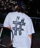 BEENTRILL Vintage Hashtag Giant Fit Mesh Short Sleeve Tee (White)