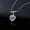 European S925 Sterling Silver Heart-Shaped Pink Sapphire Necklace with Diamond Bezel - Luxury Valentine's Day Gift for Her